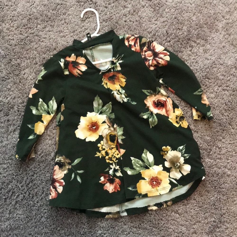 Pomelo dark green and flower tunic